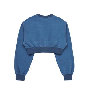 ADLV CIRCLE WAPPEN CROP SWEAT SHIRT NAVY-ADLV와펜