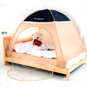 원터치 난방 텐트 1~2인용 실내 방한 침대 사각 보온 수면