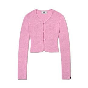 BUTTON HOLE KNIT CARDIGAN_PINK