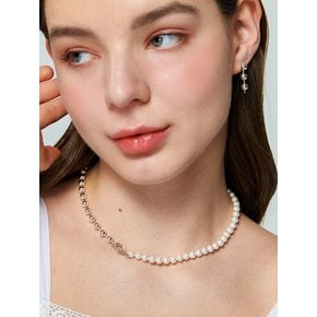 Unbal Swarovski Pearl T-obar Silver Necklace In430 [Silver]