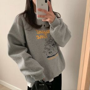 꾸안꾸 아방핏 데일리 오버핏 타임 맨투맨 루즈핏 박스 긴팔 티셔츠_P382371775