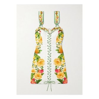 FARM RIO 팜리오 플로럴 프린트 리넨 혼방 미니 드레스 오프 화이트 46376663162869562