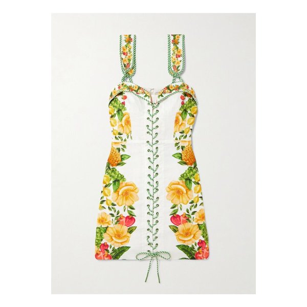 팜리오 플로럴 프린트 리넨 혼방 미니 드레스 오프 화이트 46376663162869562