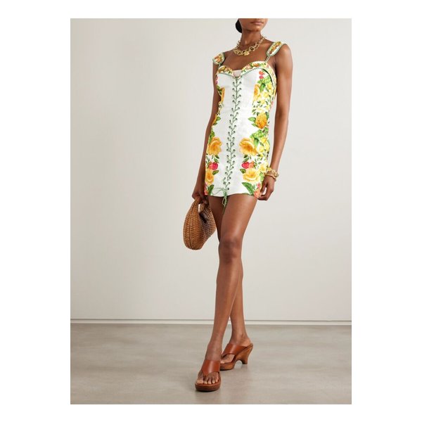 팜리오 플로럴 프린트 리넨 혼방 미니 드레스 오프 화이트 46376663162869562