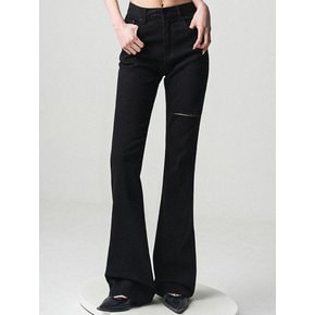 Cutting Bootscut Denim Pants  BLACK
