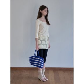 Moroccan Handmade Crochet Stripe Wide Tote Bag _ Blue