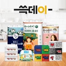 생필품 특가찬스! 한예지 천연펄프 롤화장지 미용티슈 물티슈 키친타올 外