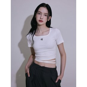 String Ribbon Crop T-shirt [Ivory]