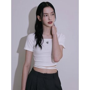 String Ribbon Crop T-shirt [Ivory]