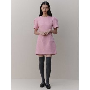 puff tweed mini dress_pink