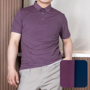 남성 여름 시원 찰랑 무봉제 스판 반팔 카라 티셔츠 곤색와인/95~110 빅사이즈/기능성/골프티/피케티무봉