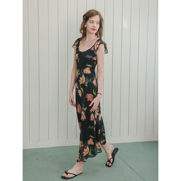 DD_Floral sheer maxi dress_BLACK