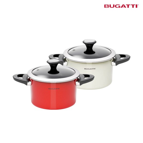 [부가티] 통스텐 IH 냄비 2L (루비레드/크림베이지)