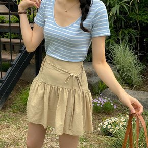 엔초 A라인 리본 미니 스커트