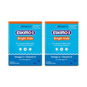  에스키모-3 브라이트 키즈 오메가3 비타민D 27정 츄어블 2팩 오렌지젤리 Eskimo-3 Kids Fish Oil