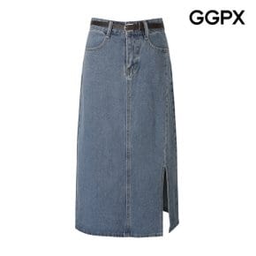 사이드 트임 벨트 세트 데님 스커트 (GP8SK016F)