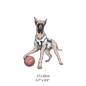 열전사스티커 열접착식 리폼패치 Dog playing basketball 70139d