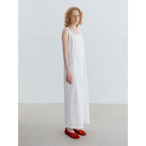 COTTON BLEND SCOOP NECK SLEEVELESS LONG DRESS