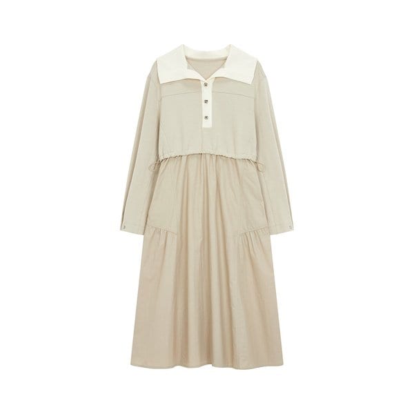 [부산점] [지컷] 자수 카라 우븐 믹스 원피스 7254137107