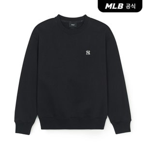 MLB [코리아공식] 베이직 스몰로고 오버핏 기모 맨투맨 NY (Black)