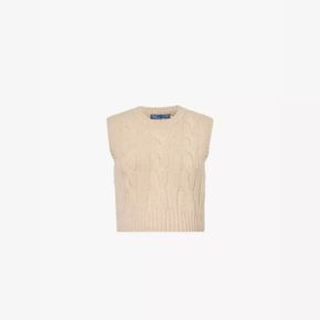 5474481 Ralph Lauren Cable-weave round-neck wool and cashmere vest top