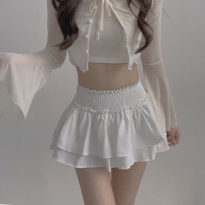 스위블 스모크 밴딩 캉캉 치마바지 미니스커트2color