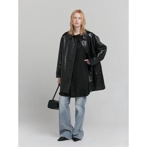 LEATHER HALF COAT [BLACK]