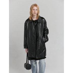 LEATHER HALF COAT [BLACK]