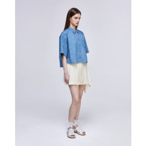 [파주점] [송지오우먼]컬렉션 어시메트릭 플리츠 미니 스커트 크림 WH3SK703CR