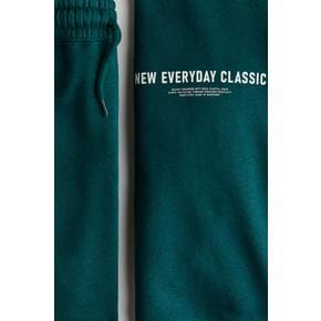 레터링 디테일 스웨트 2피스 세트 다크 그린/Everyday Classic 1366317001