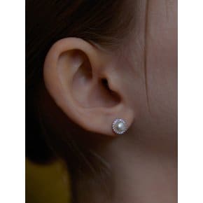 [연말 스페셜 6mm+10mm 진주귀걸이 증정] Pearl clear round setting earring