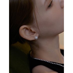 [연말 스페셜 6mm+10mm 진주귀걸이 증정] Pearl clear round setting earring