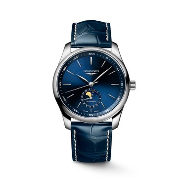 론진 마스터 컬렉션 문페이즈 블루 다이얼 레더 스트랩 40MM L2.909.4.92.0