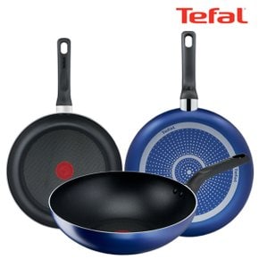 [TeFal] 테팔 팬&냄비 PTFE 미드나잇 블루 3종세트 (프라이팬 26cm + 28cm + 볶음팬 28cm)