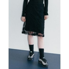 CHIFFON LAYERED SKIRT / BLACK