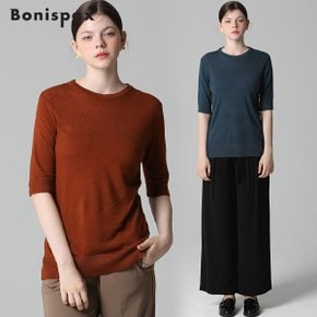 [보니스팍스(Bonispax)] 베이직 7부 소매 울 니트 (택가격 59000원)