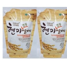  주방세제 현미/오트밀 깔끔설거지 1.2kg 리필용 2개입_WAB0883