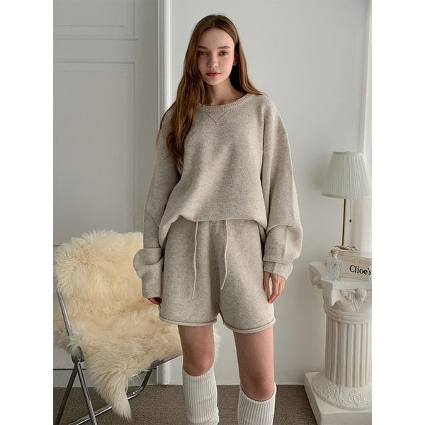 [SET] Knit Sweatshirt+Half Pants Set-up (2 colors) VSET_004