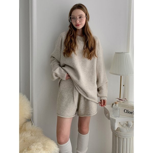 [SET] Knit Sweatshirt+Half Pants Set-up (2 colors) VSET_004