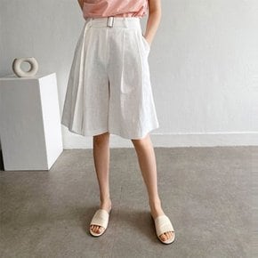 Linen Belt Bermuda Shorts