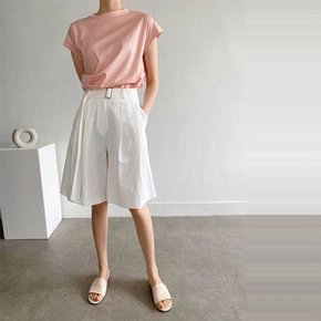 Linen Belt Bermuda Shorts