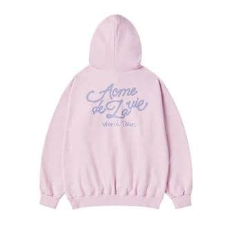 아크메드라비 [임직원전용]WORLD TOUR SCRIPT LOGO HOODIE PINK 월드투어스크립트 후드 핑크