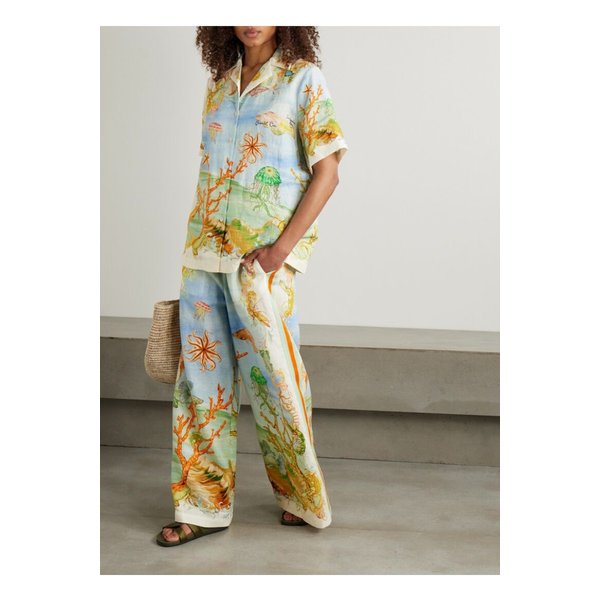 알레마이스 샘 파울레토 에메랄드 코브 프린트 리넨 거즈 셔츠 블루 46376663162877879