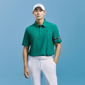 남성 폴리 소매 프린트 포인트 카라 반팔 티셔츠 그린 CHE2MST2242GN