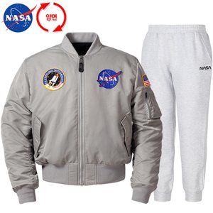 NASA 나사 남녀공용 양면 리버시블 항공점퍼+면 조거팬츠 상하세트 N-851ULG+N-350PMW 빅사이즈