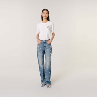 마쥬 [시즌오프 30%] 스네이크 하트 자수 티셔츠