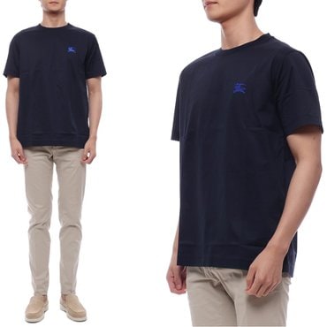 버버리 25SS 남성 EKD 자수 반팔티셔츠 (8091396 NAVY 25S)