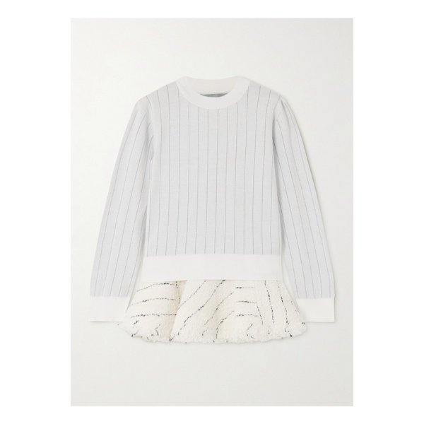 레이어드 스트라이프 코튼 부클레 트위드 스웨터 그레이 1647597350169311