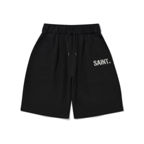 SP SAINT LOGO TWO TUCK SWEAT SHORTS-BLACK