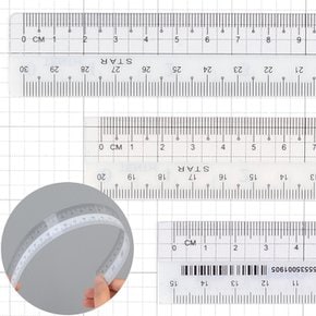 반반 투명 휘어지는 플라스틱 휘는 직선 자 직자 15cm 20cm 30cm